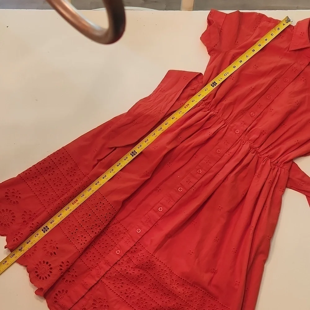 Kate Spade Orange Eyelet Tie Waist Short Dress small